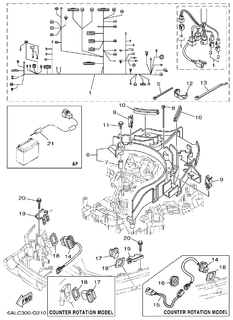 Yamaha F200CET, F225BET, FL200CET, FL225BET ELECTRICAL 4 parts diagram
